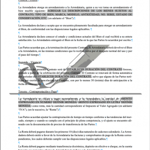Contrato de arrendamiento de bienes muebles