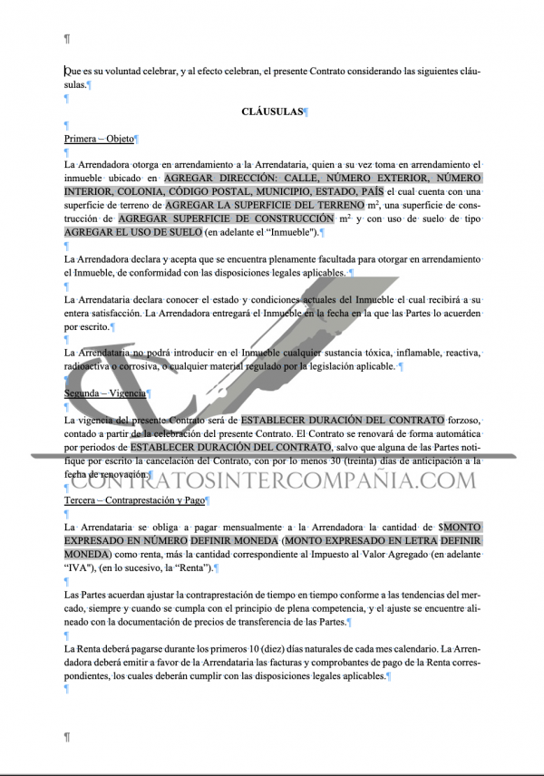 Contrato de arrendamiento de inmuebles