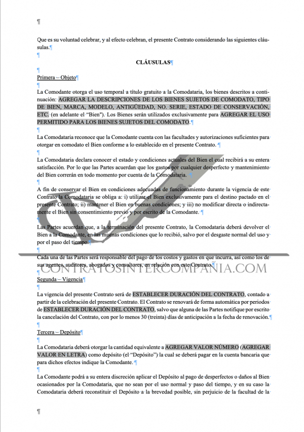 Contrato comodato