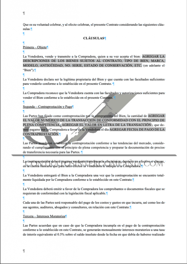 Contrato de compra-venta de bienes muebles